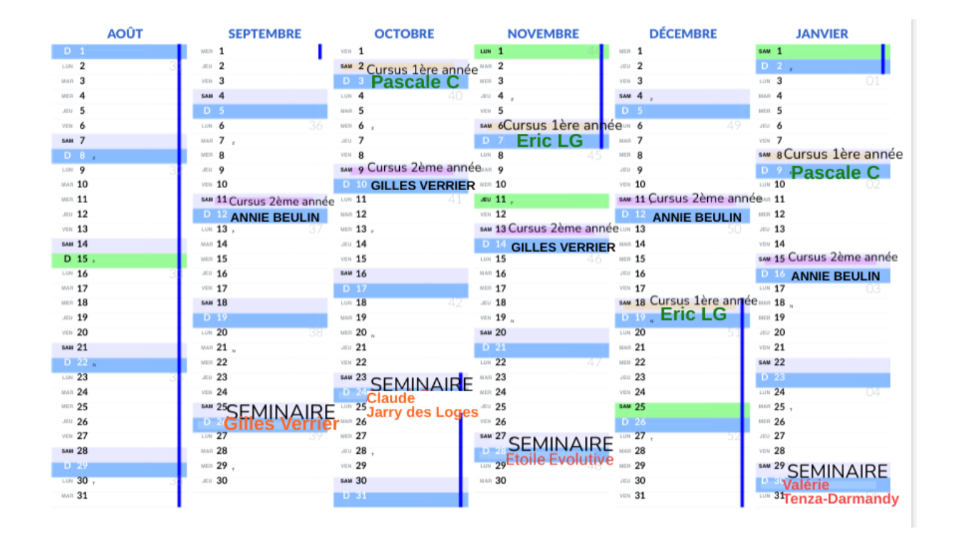 Calendrier du MAHN 2022-2023